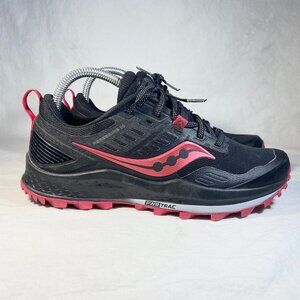 Saucony Peregrine 10 Women’s Running Shoes Black Red Size 7.5